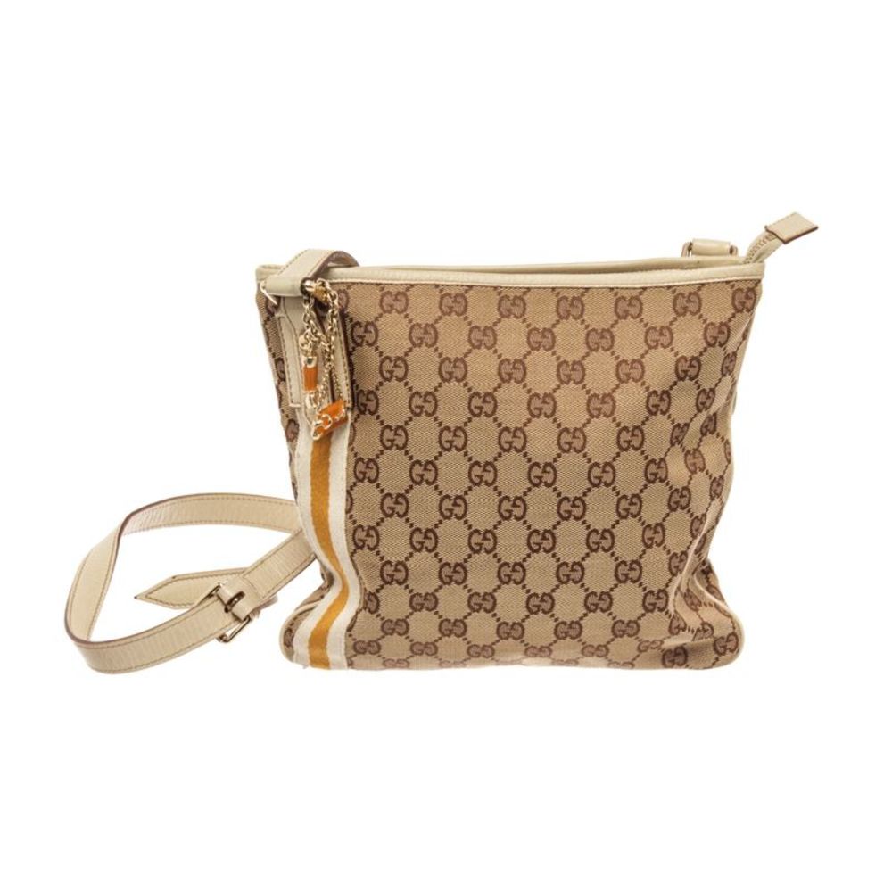 Gucci Brown Beige GG Canvas Jolicoeur Crossbody Bag